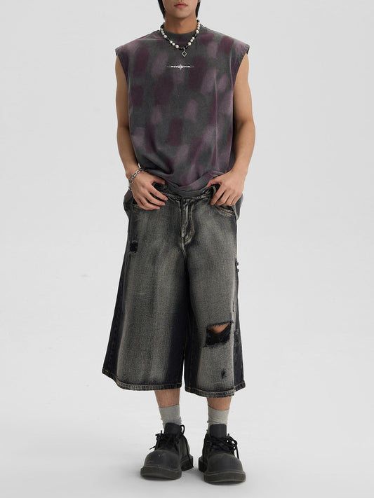 Thesupermade Washed Ripped Vintage Cargo Denim  Jort - 2066