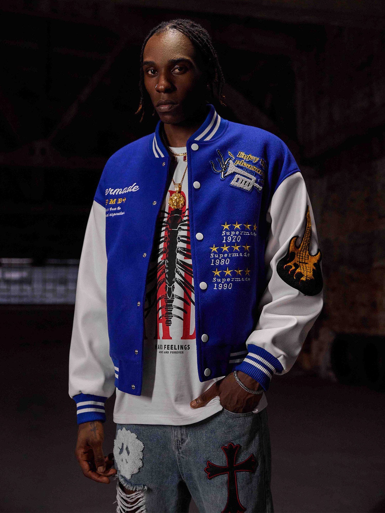 The Supermade Embroidered Baseball Jacket -1319