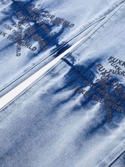 Jean dégradé tie-dye brodé avec lettres Niche Design