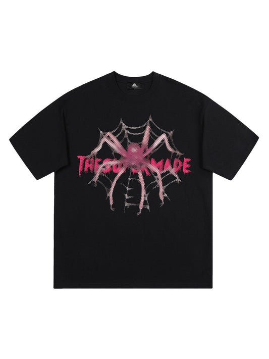 Thesupermade – Hip-Hop-T-Shirt mit rosa Diamanten und Spinne 