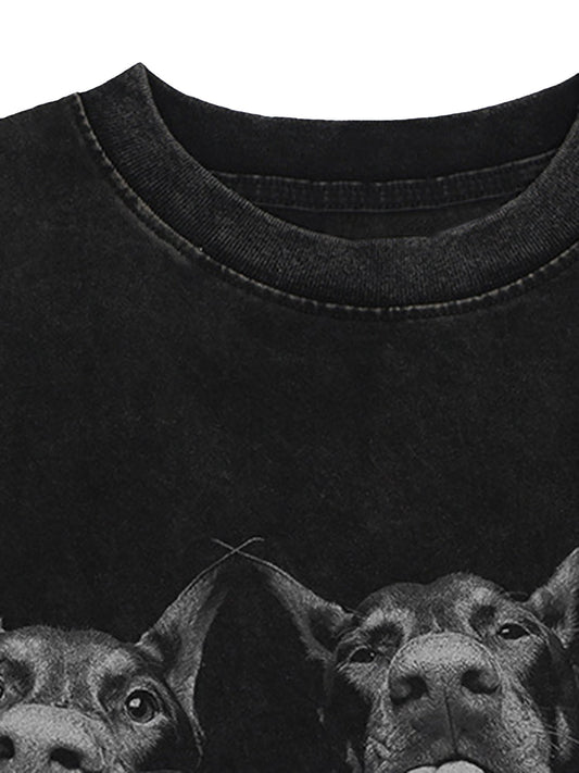 Thesupermade – Verwaschenes Vintage-T-Shirt mit Dobermann-Print 