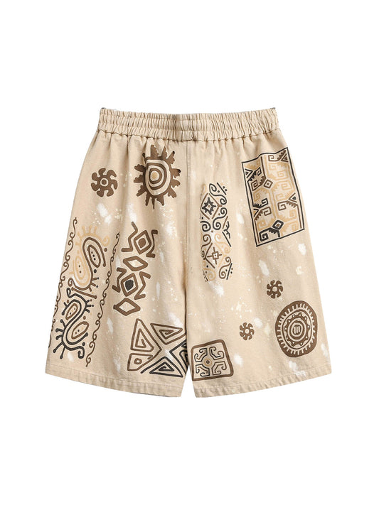 Short hip-hop rétro à motif hiéroglyphique Thesupermade
