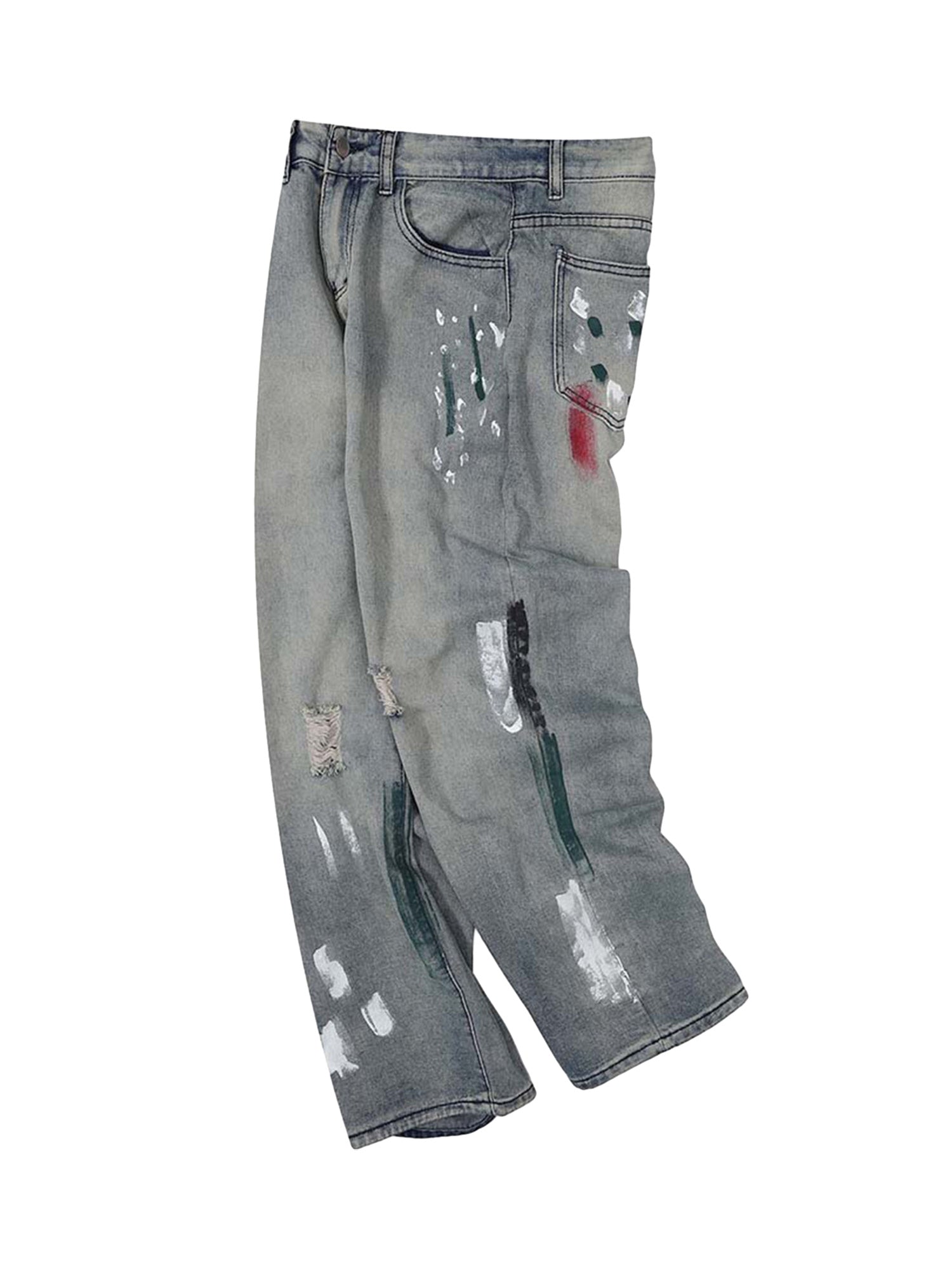 Thesupermade Vintage Ink Splash Washed And Distressed Jeans