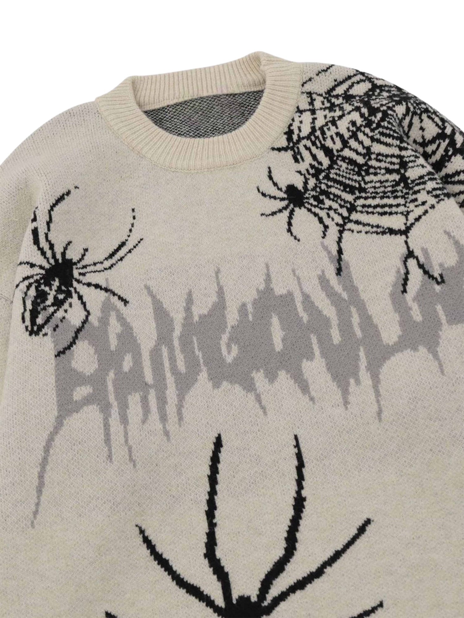 Round-neck Spider Destroy Design Sweater- 1976