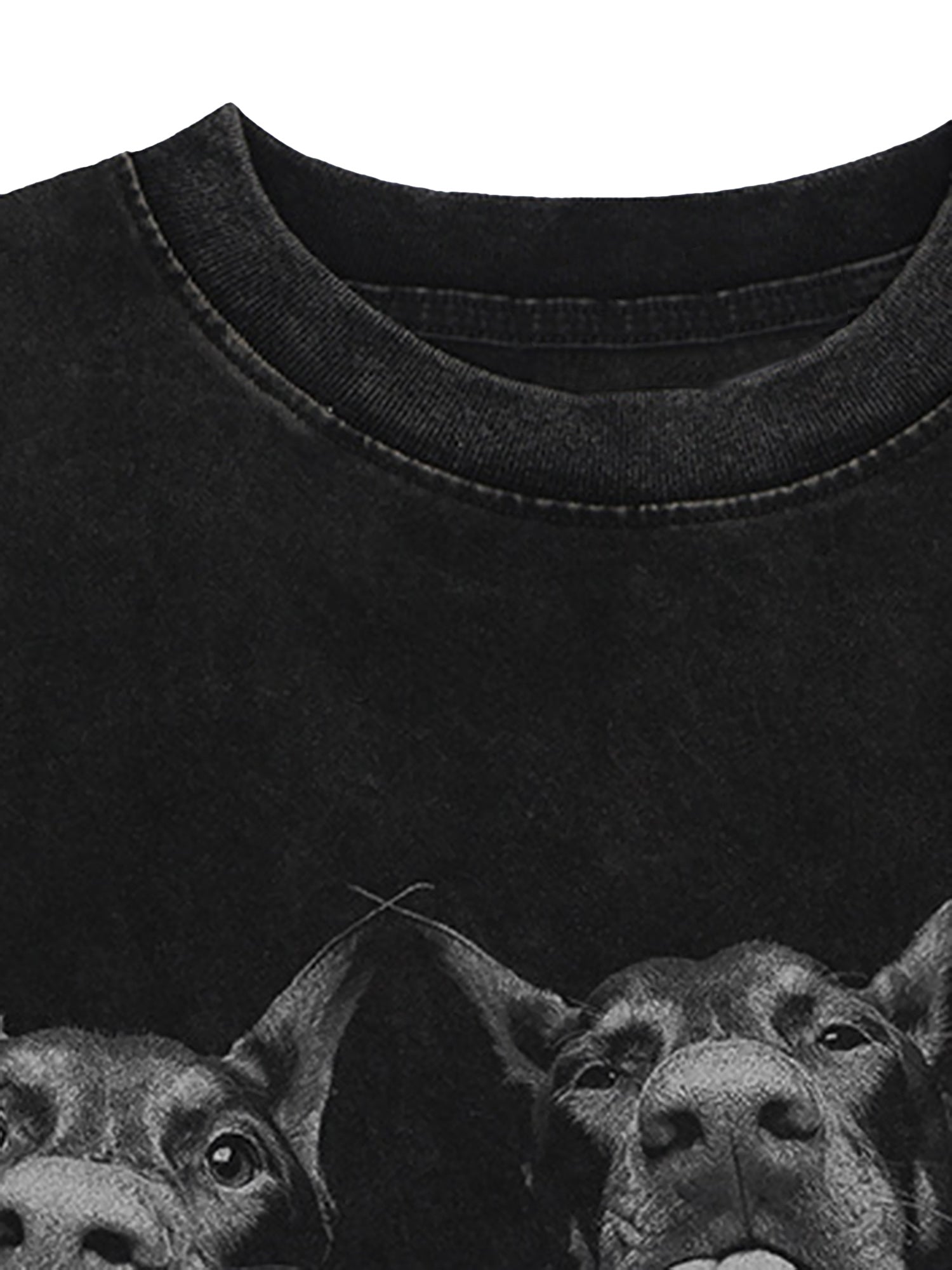 Thesupermade Doberman Print Washed Vintage T-shirt