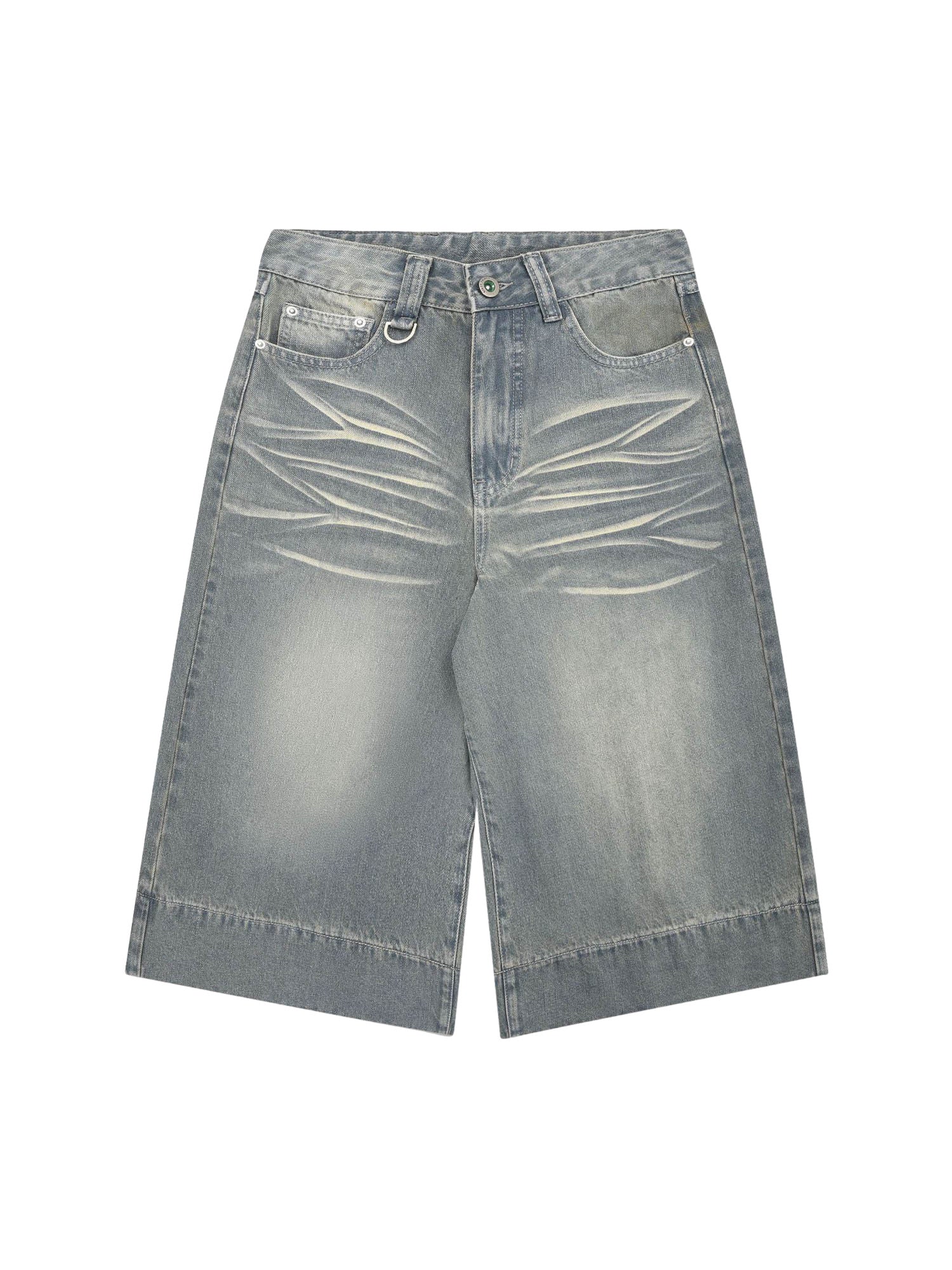 Thesupermade Washed Denim Hip-Hop Shorts