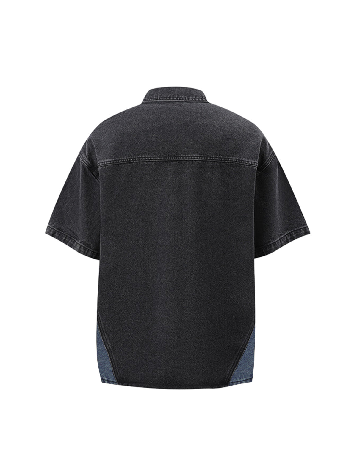 Kurzärmliges Cropped-Denim-Set mit dekonstruiertem Patchwork
