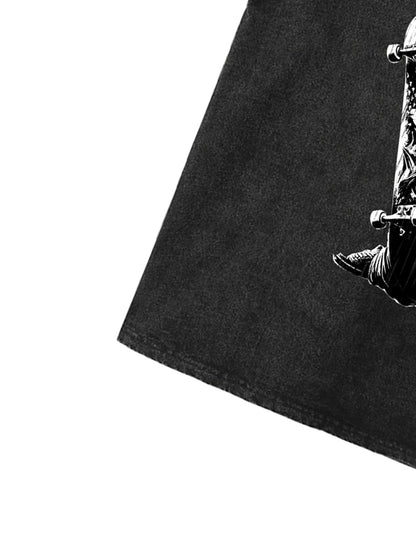 Original Funny Statue of Liberty Print Sleeveless Denim Vest