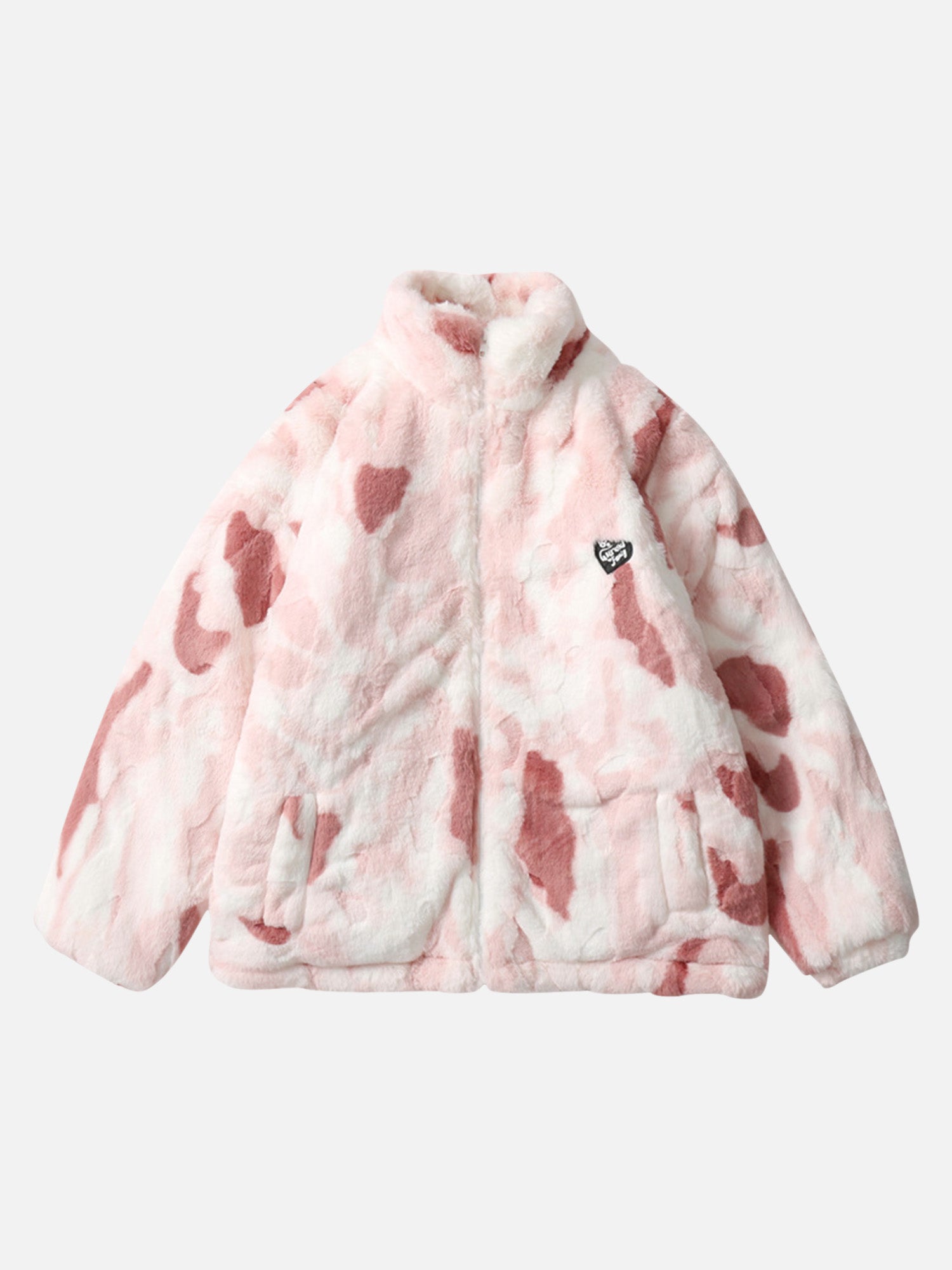 Thesupermade Tie-dye Stand-up Collar Sherpa Jacket