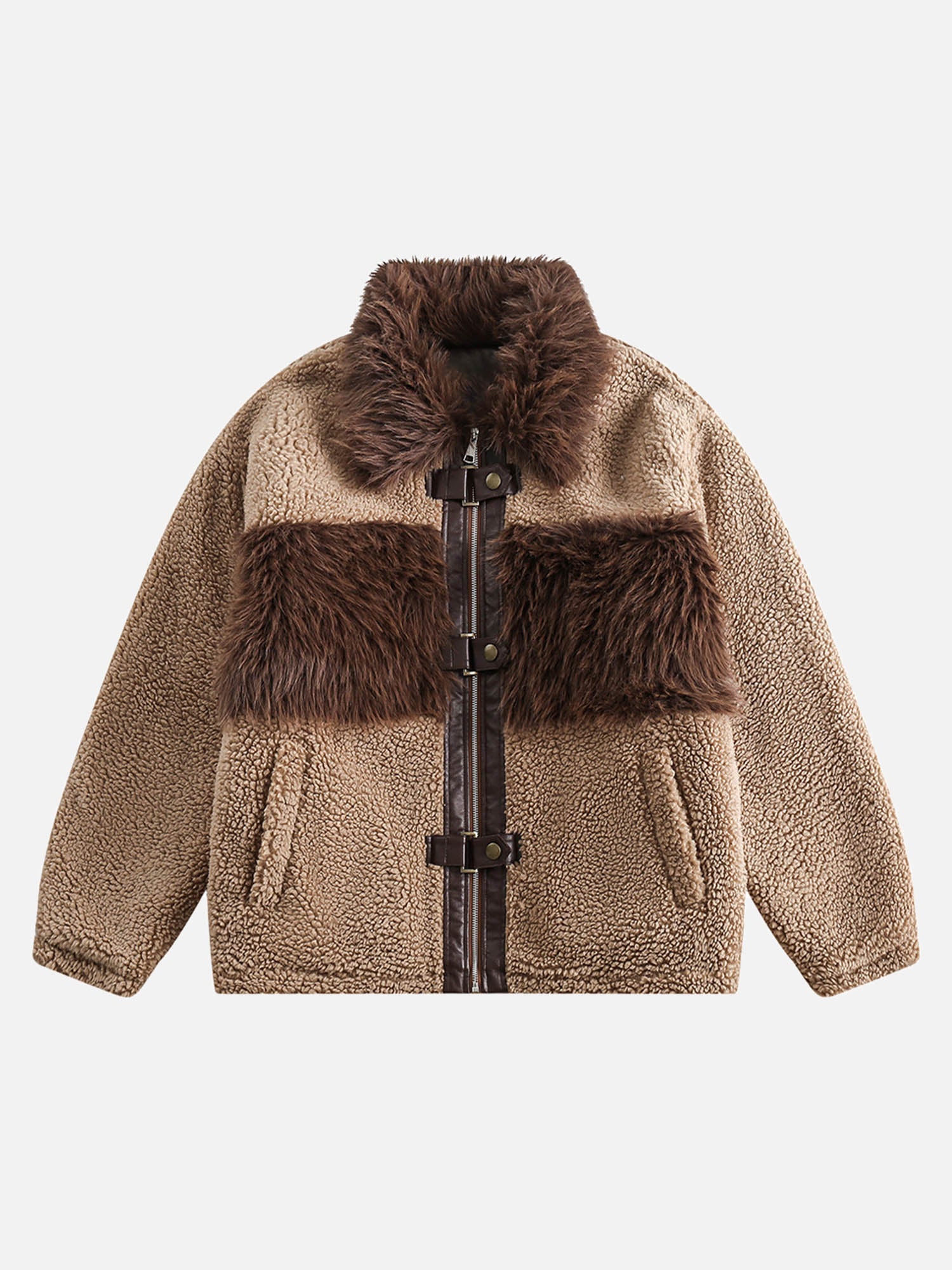 Thesupermade Fur Collar Padded Thickened Loose Cotton Jacket